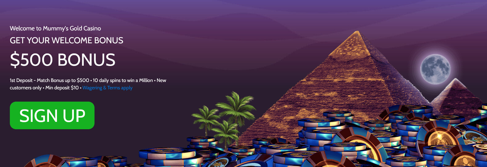 Mummys gold casino get 500 welcome bonus